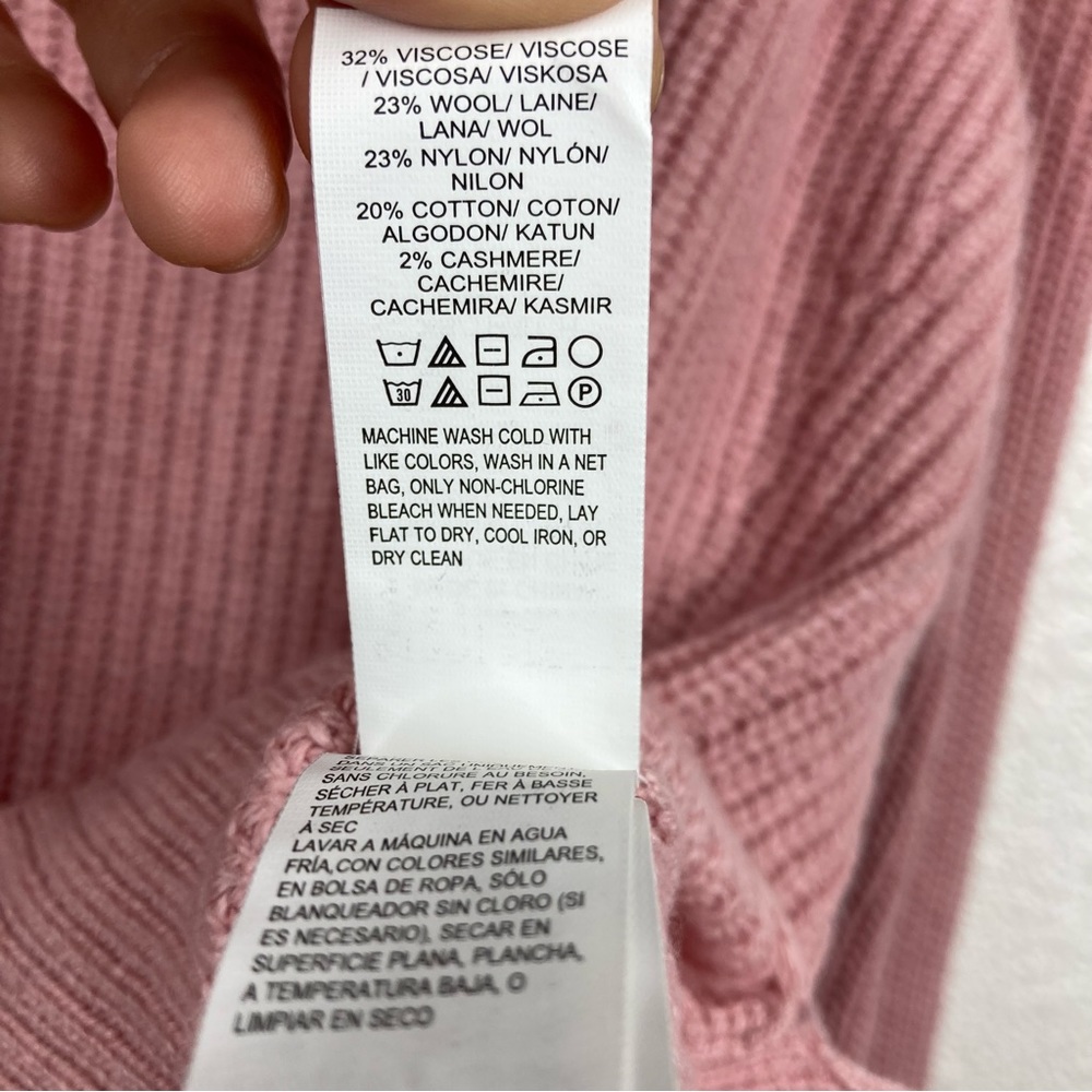 Lucky Brand Cold Shoulder Pullover Wool Sweater XS pink Boho - Picture 14 of 16